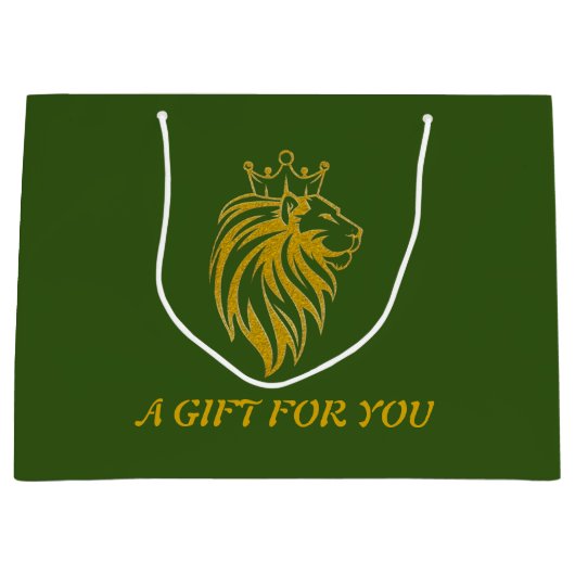 Loon met kroon - gouden stijl 2 groot cadeauzakje (Voorkant)