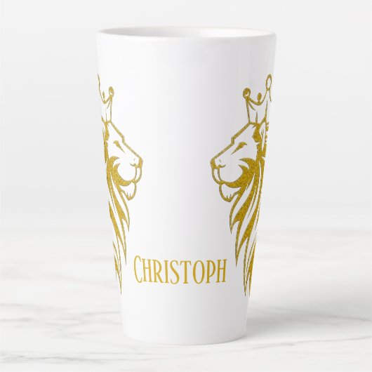 Loon met kroon - gouden stijl 2 latte mok (Voorkant)