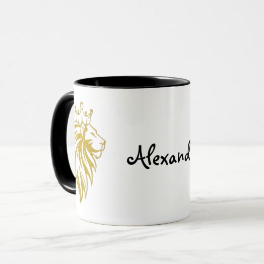 Loon met kroon - gouden stijl 2 mok (Voorkant links)