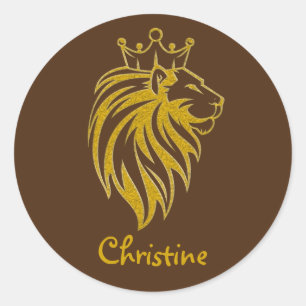 Loon met kroon - gouden stijl 2 ronde sticker
