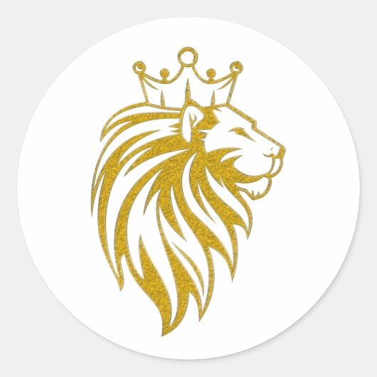 Loon met kroon - gouden stijl 2 ronde sticker (Voorkant)