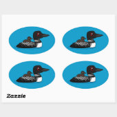 Loon met kuiken ovale sticker (Vel)