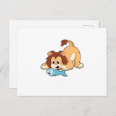 Loon met vis briefkaart (Voorkant / Achterkant)