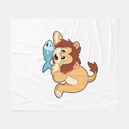 Loon met vis fleece deken (Voorkant (Horizontaal))