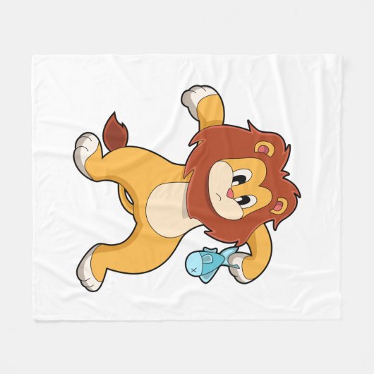 Loon met vis fleece deken (Voorkant (Horizontaal))