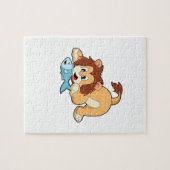 Loon met vis legpuzzel (Horizontaal)