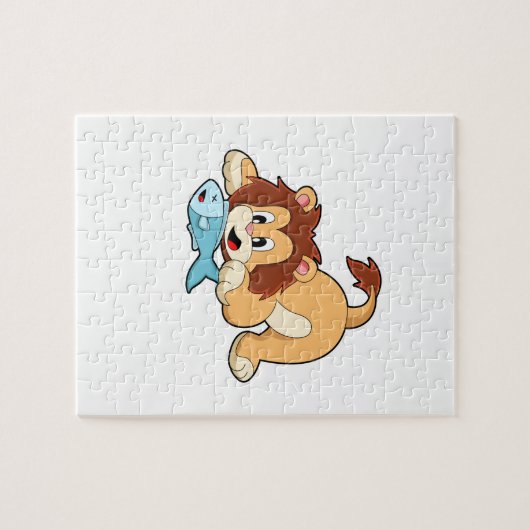 Loon met vis legpuzzel (Horizontaal)