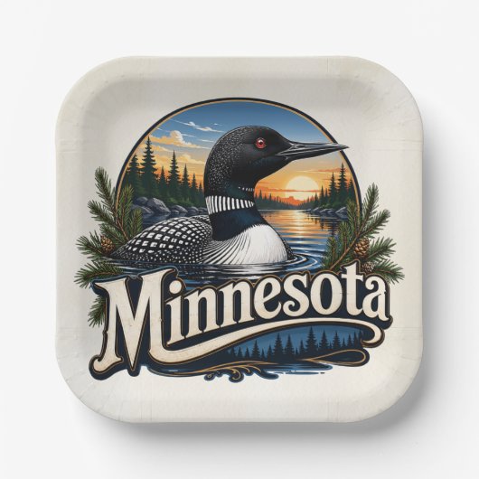 Loon Minnesota Staatsvogel Papieren Bordje (Voorkant)