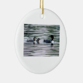 Loon moeder met kuikens keramisch ornament (Rechts)