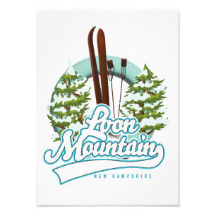 Loon Mountain New Hampshire ski logo Foto Afdruk
