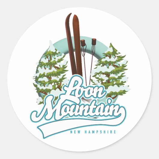 Loon Mountain New Hampshire ski logo Ronde Sticker (Voorkant)