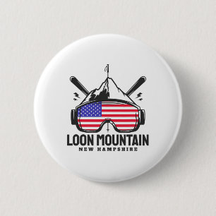 Loon Mountain New Hampshire Usa Ski Retro Skien Ronde Button 5,7 Cm