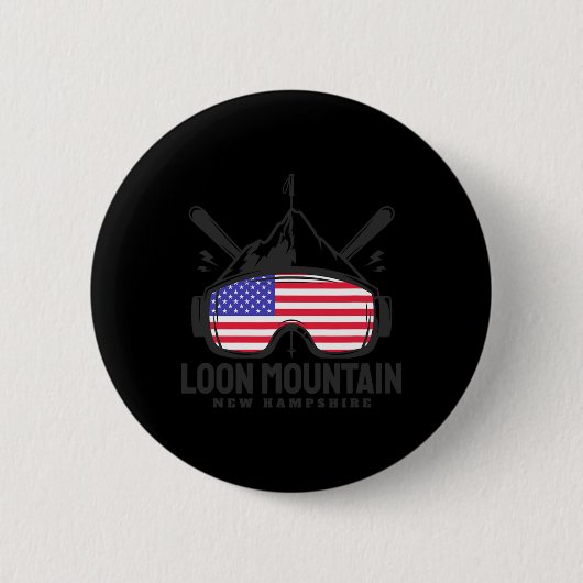 Loon Mountain New Hampshire Usa Ski Retro Skiing  Ronde Button 5,7 Cm (Voorkant)