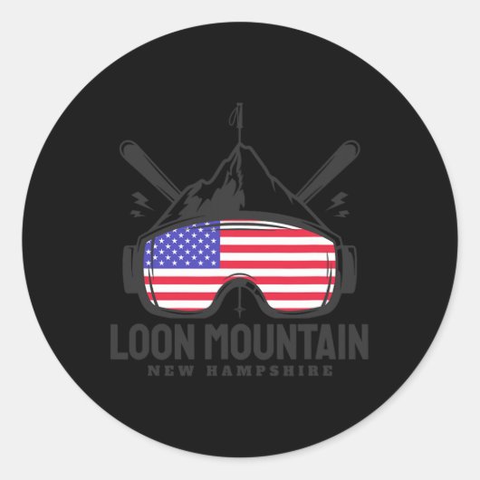 Loon Mountain New Hampshire Usa Ski Retro Skiing Ronde Sticker (Voorkant)