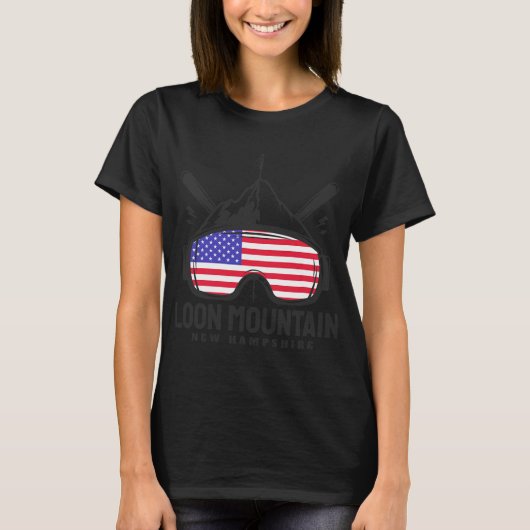 Loon Mountain New Hampshire Usa Ski Retro Skiing T-shirt (Voorkant)