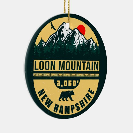 Loon Mountain NH — Retro  skilvenirs Keramisch Ornament (Rechts)