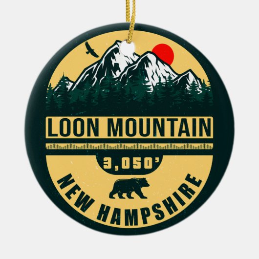 Loon Mountain NH — Retro  skilvenirs Keramisch Ornament (Voorkant)
