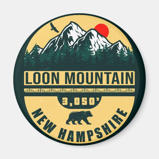 Loon Mountain NH — Retro  skilvenirs Magneet (Voorkant)