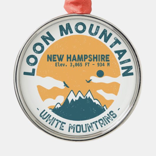 Loon Mountain NH — Retro  skilvenirs Metalen Ornament (Voorkant)
