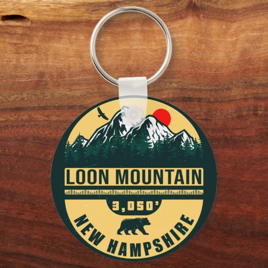 Loon Mountain NH — Retro  skipaarten 60 s Sleutelhanger (Achterkant)