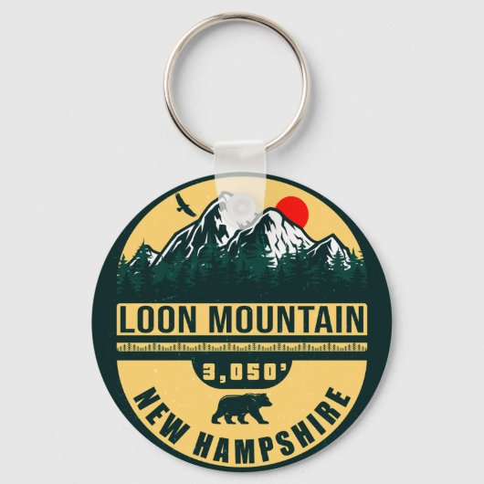 Loon Mountain NH — Retro  skipaarten 60 s Sleutelhanger (Achterkant)