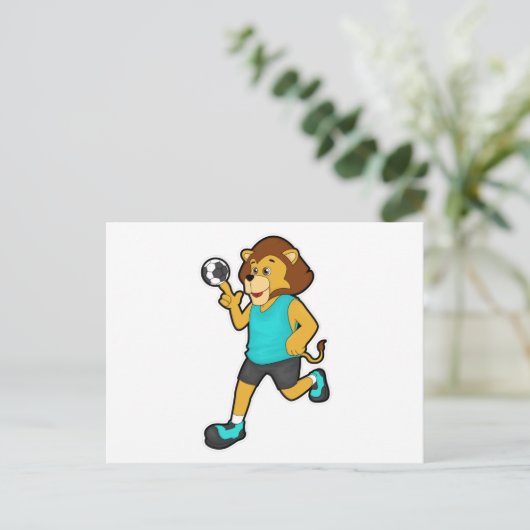 Loon op handballspeler met handbal briefkaart (Staand voorkant)