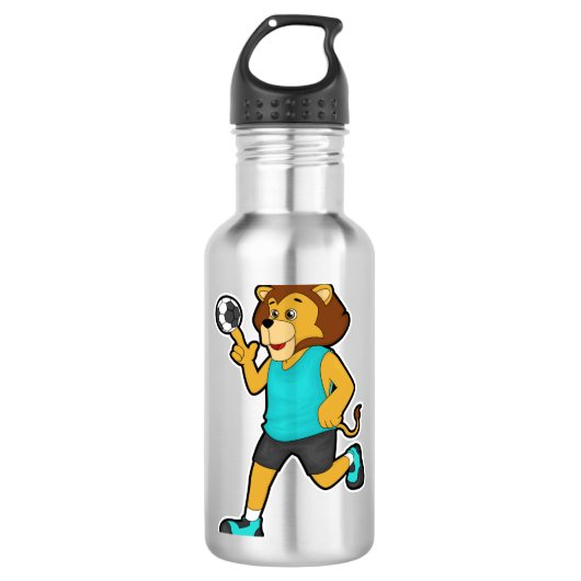 Loon op handballspeler met handbal waterfles (Voorkant)