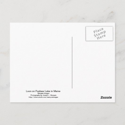 Loon op het meer van Pushaw Briefkaart (Achterkant)