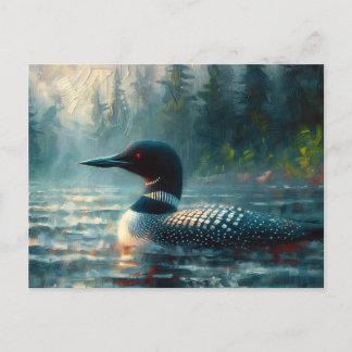 Loon op het Moody-meer Schilderij Briefkaart