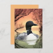 Loon op Lake Loon reflecteert oproep van de Loon RSVP Kaartje (Voorkant / Achterkant)