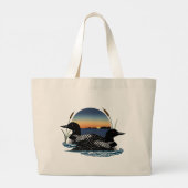 Loon paar zonsondergang blauw grote tote bag (Achterkant)