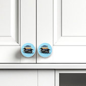 Loon paar zonsondergang blauw keramische knop