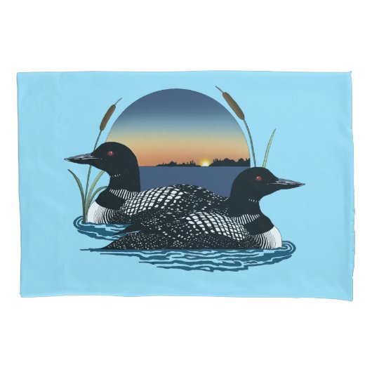 Loon paar zonsondergang blauw kussensloop (Voorkant)