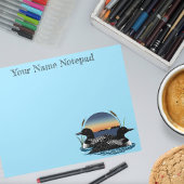 Loon paar zonsondergang blauw notitieblok