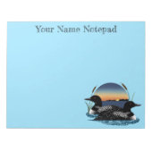 Loon paar zonsondergang blauw notitieblok (Voorkant)