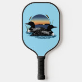 Loon paar zonsondergang blauw pickleball paddle (Voorkant)
