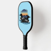 Loon paar zonsondergang blauw pickleball paddle (Links)