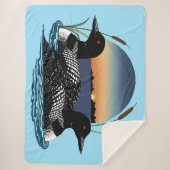 Loon paar zonsondergang blauw sherpa deken (Voorkant)