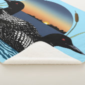 Loon paar zonsondergang blauw sherpa deken (3/4)