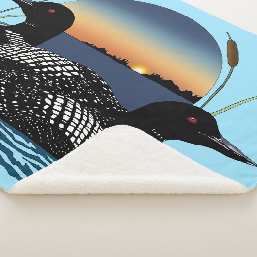 Loon paar zonsondergang blauw sherpa deken (3/4)