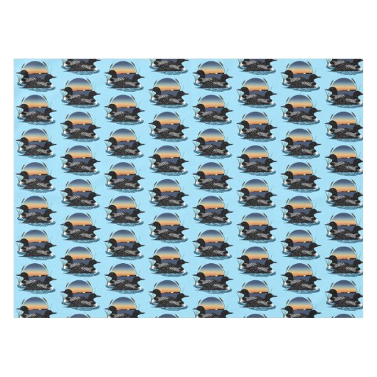 Loon paar zonsondergang blauw tafelkleed (Voorkant (Horizontaal))