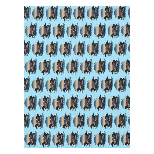 Loon paar zonsondergang blauw tafelkleed (Voorkant)