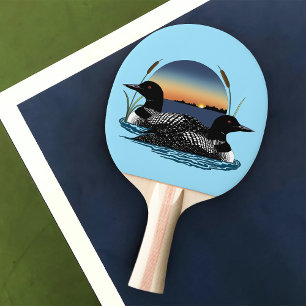 Loon paar zonsondergang blauw tafeltennisbatje