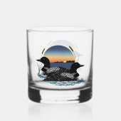 Loon paar zonsondergang blauw whisky glas (Voorkant)