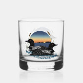 Loon paar zonsondergang blauw whisky glas (Achterkant)