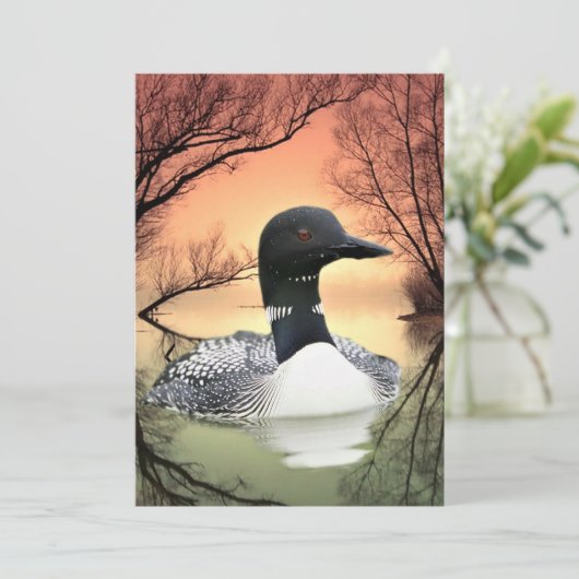 Loon Reflections Bedankkaart (Staand voorkant)