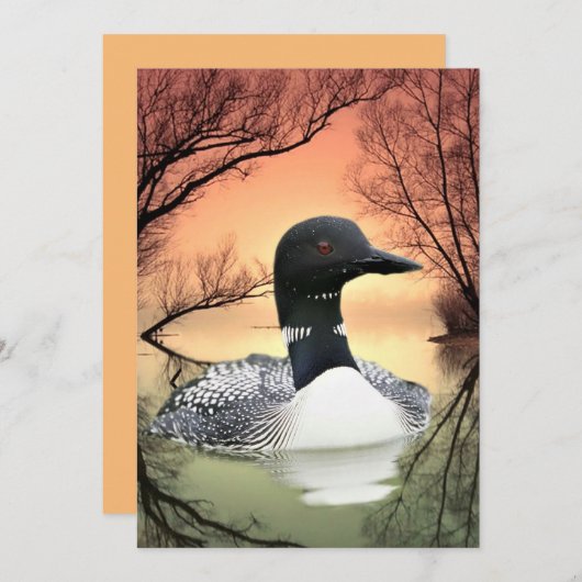 Loon Reflections Bedankkaart (Voorkant / Achterkant)