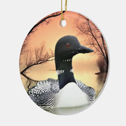 Loon Reflections Keramisch Ornament (Links)
