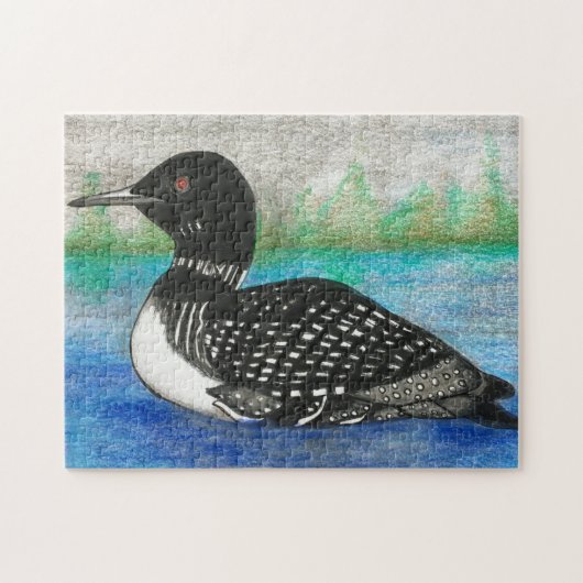Loon-schilderende Waterverf van wilde dieren Legpuzzel (Horizontaal)