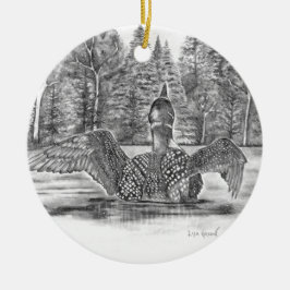 Loon spreidende vleugels keramisch ornament